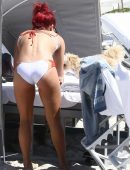 Sharna Burgess in a Bikini Top at the Beach in Miami