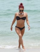 Sharna Burgess in Black Bikini at the Beach in Miami