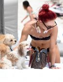 Sharna Burgess in Black Bikini at the Beach in Miami