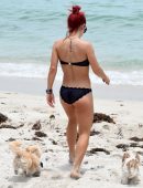 Sharna Burgess in Black Bikini at the Beach in Miami