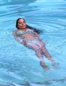 Tulisa Contostavlos in Bikini at a Pool in Los Angeles