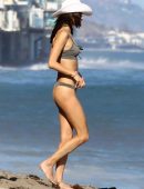 Alessandra Ambrosio in Bikini Playing at the Beach in Malibu
