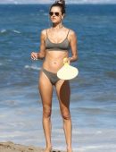 Alessandra Ambrosio in Bikini Playing at the Beach in Malibu