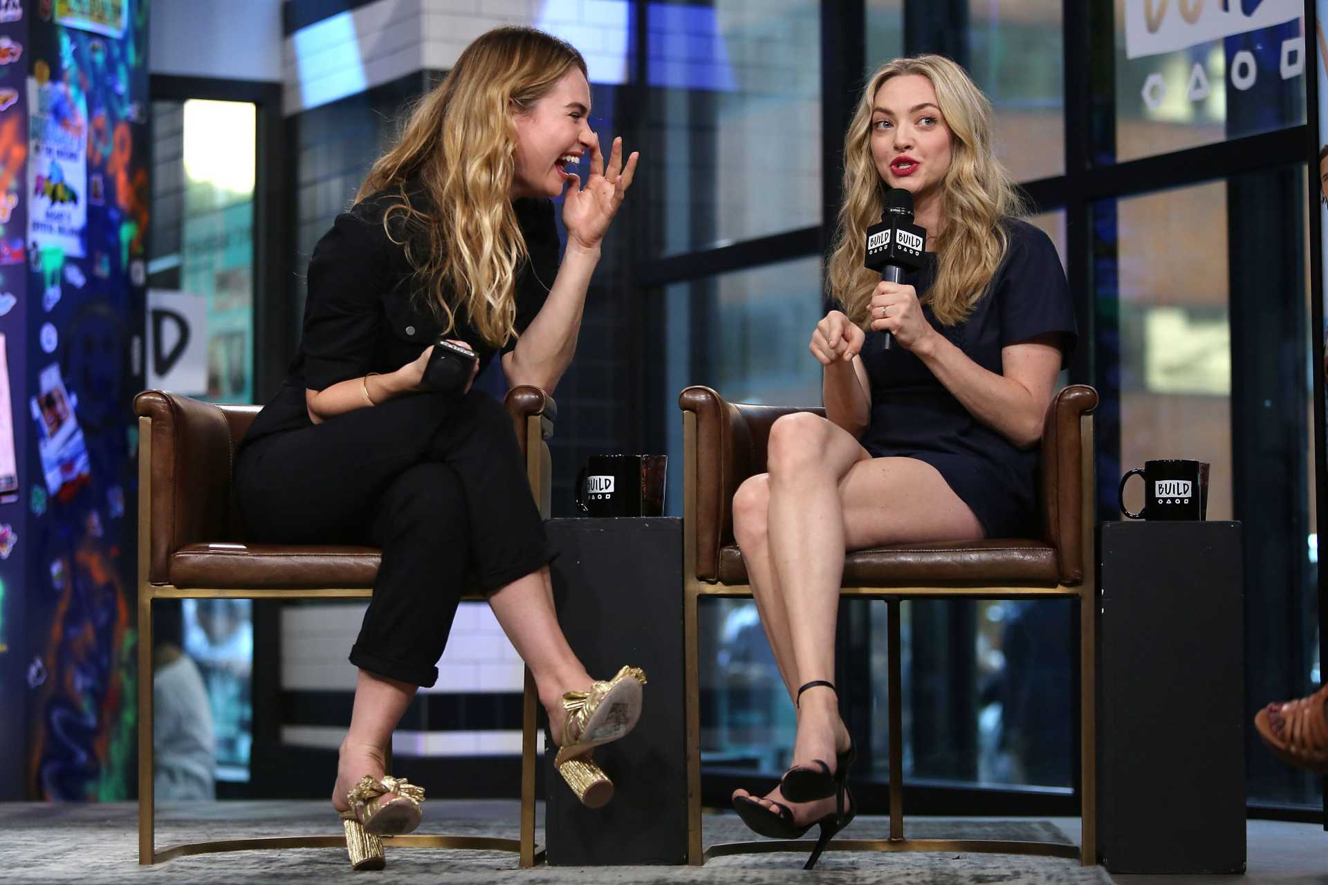 Amanda Seyfried and Lily James at AOL Build in NYC