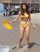 Blanca Blanco in Yellow Swimsuit at Malibu Beach