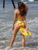 Blanca Blanco in Yellow Swimsuit at Malibu Beach