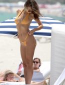 Emily Ratajkowski Booty in Orange Bikini at Beach in Miami