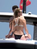 Karlie Kloss in White and Black Bikini on Vacation on a Yacht in Capri