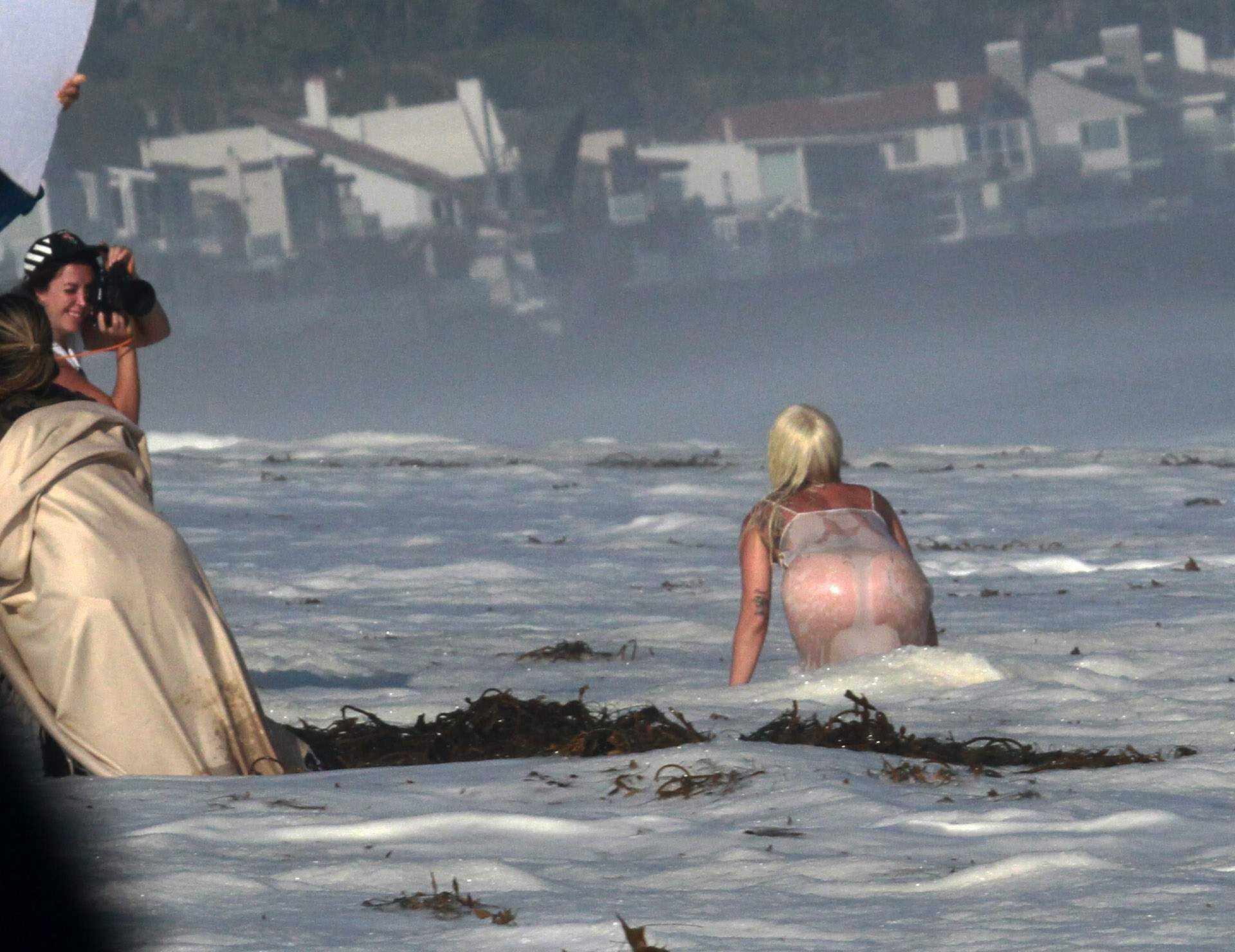 Lady Gaga Booty, at a Photoshoot in Malibu