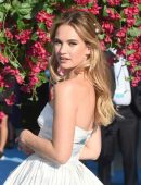 Lily James at the World Premiere of "Mamma Mia! Here We Go Again" in London
