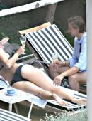 Maria Sharapova Booty in Black Bikini at the Pool in Positano