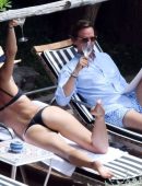 Maria Sharapova Booty in Black Bikini at the Pool in Positano