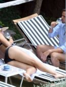 Maria Sharapova Booty in Black Bikini at the Pool in Positano