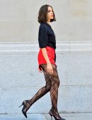 Olivia Culpo Leggy in Fishnet for Photoshoot in New York