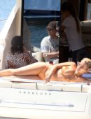 Rita Ora in Golden Bikini in Barcelona