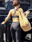 Sarah Hyland Booty in Tights' and Sports Bra Leaving the Gym in LA