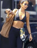 Sarah Hyland Booty in Tights' and Sports Bra Leaving the Gym in LA