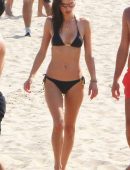 Alessandra Ambrosio in Black Bikini at a Beach in Los Angeles