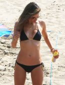 Alessandra Ambrosio in Black Bikini at a Beach in Los Angeles