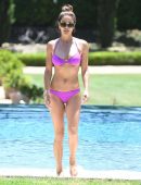 Brooke Burke in Purple Bikini at a Pool in Malibu