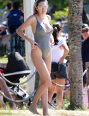 Candice Swanepoel in Swimsuit on the Beach in Espirito Santo