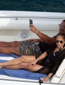 Jennifer Lopez Leggy, on a Yacht in Capri