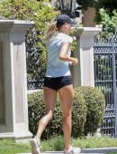 Kelly Rohrbach Leggy, Jogging in Shorts in LA