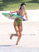 Kendall Jenner Booty in Swimsuit Surfing in Mexico