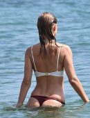 Kimberley Garner Booty in Black and White Bikini at Mykonos beach