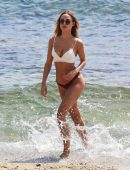Kimberley Garner Booty in Black and White Bikini at Mykonos beach