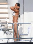 Michelle Rodriguez having a Shower in Bikini on a Yacht in Sardinia