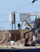 Michelle Rodriguez in White Bikini on a Yacht in Italy