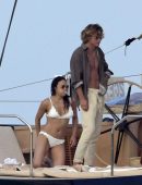 Michelle Rodriguez in White Bikini on a Yacht in Italy