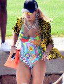 Rita Ora Leggy in Swimsuit on a Yacht in Porto Cervo