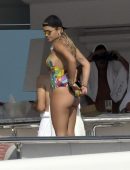 Rita Ora Leggy in Swimsuit on a Yacht in Porto Cervo