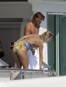 Rita Ora Leggy in Swimsuit on a Yacht in Porto Cervo