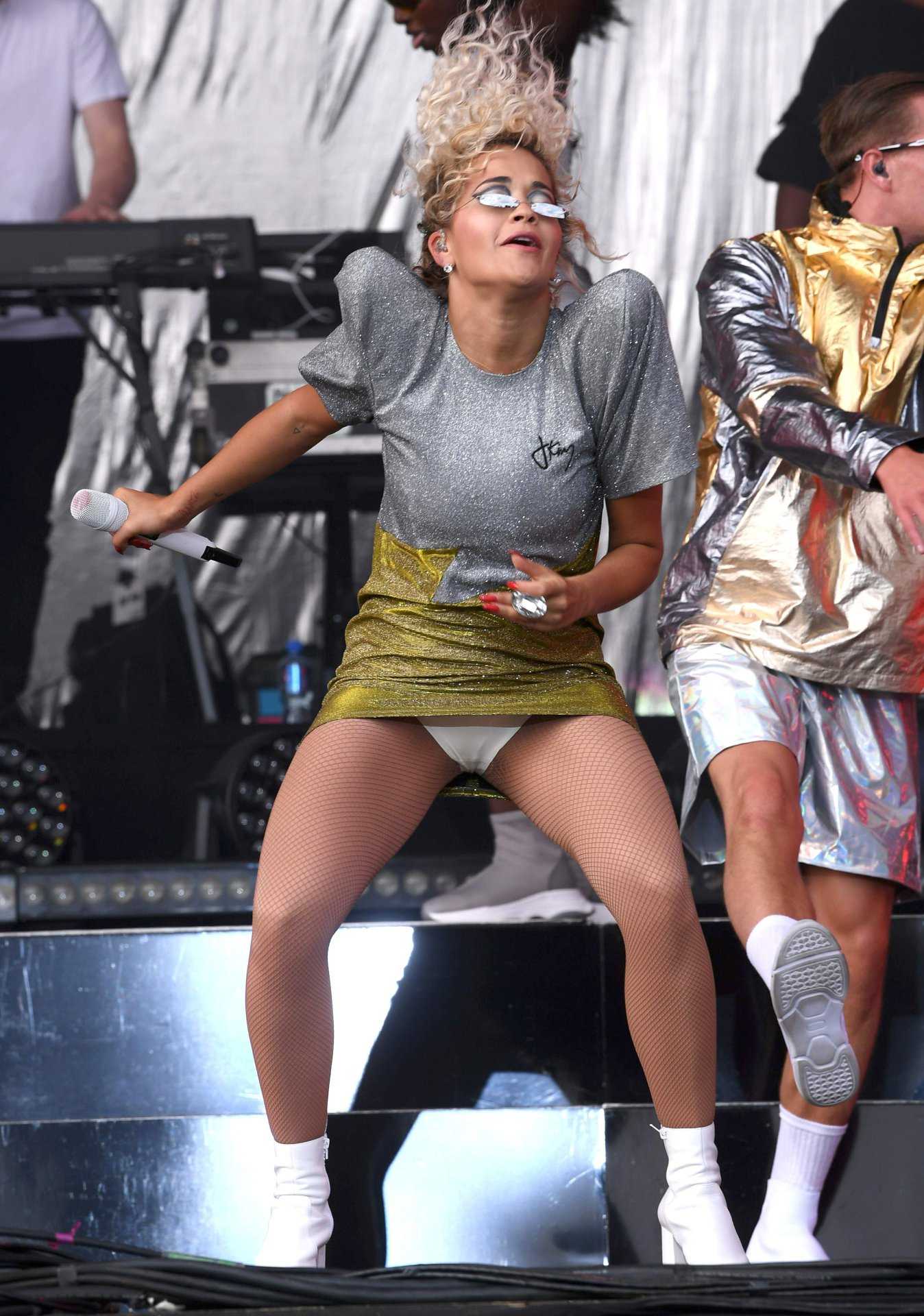 Rita Ora Upskirt Performing OnStage at Rize Festival in Chelmsford
