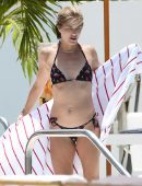 Selma Blair in Bikini at a Poolside in Miami
