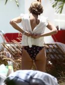 Selma Blair in Bikini at a Poolside in Miami