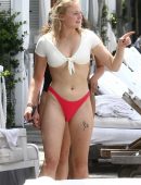 Sophie Turner in Bikini at a Pool in Miami