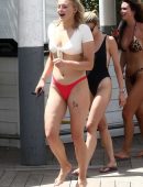 Sophie Turner in Bikini at a Pool in Miami