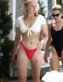 Sophie Turner in Bikini at a Pool in Miami