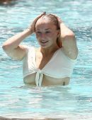 Sophie Turner in Bikini at a Pool in Miami