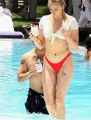 Sophie Turner in Bikini at a Pool in Miami