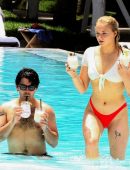 Sophie Turner in Bikini at a Pool in Miami