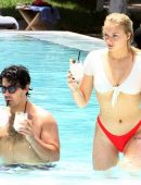 Sophie Turner in Bikini at a Pool in Miami