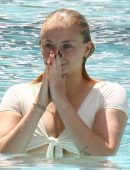 Sophie Turner in Bikini at a Pool in Miami