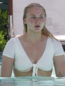 Sophie Turner in Bikini at a Pool in Miami