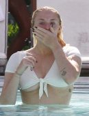 Sophie Turner in Bikini at a Pool in Miami