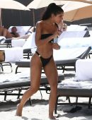 Yovanna Ventura in Black Bikini at the Beach in Miami